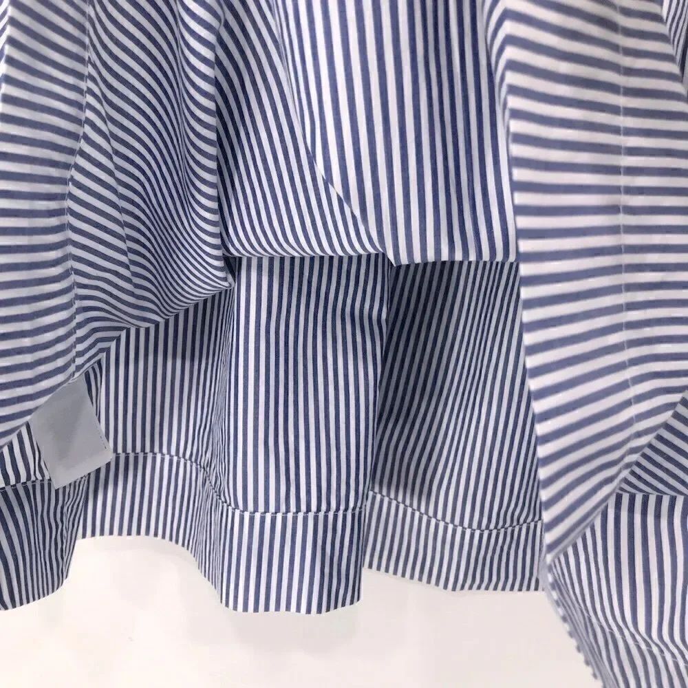 Gap Blue White Pinstripe Smock Waist Nautical Cotton Midi Skirt - Picture 14 of 16